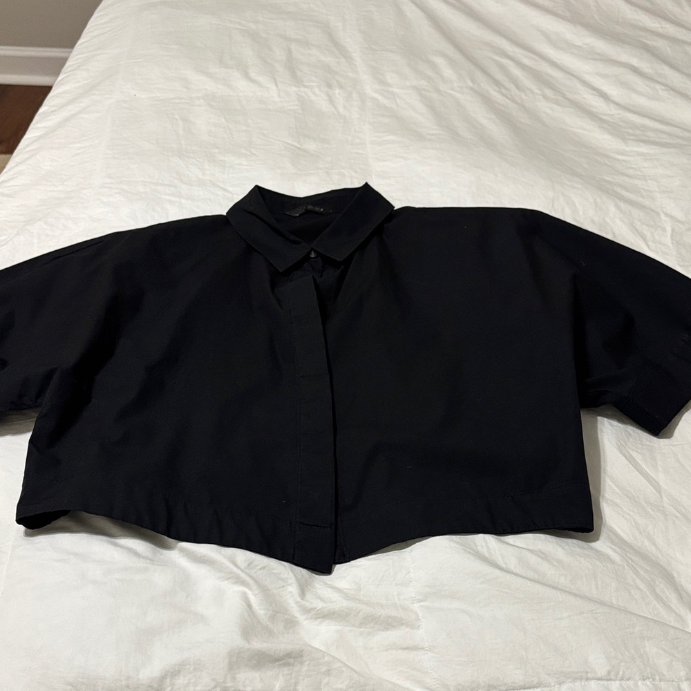 Zara Black Women's Button Down Cropped Shirt